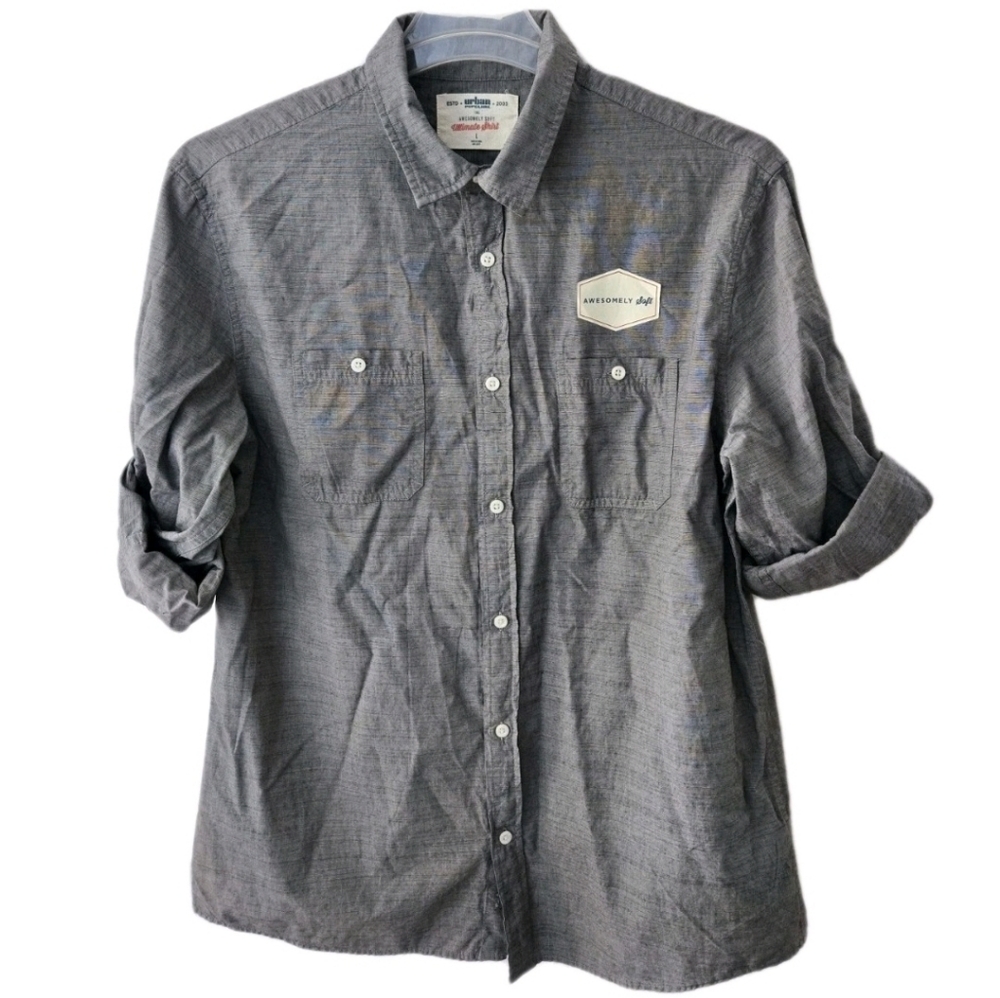 Urban Pipeline Shirt Mens Gray Long Sleeve Button Up Sz Large NWT
